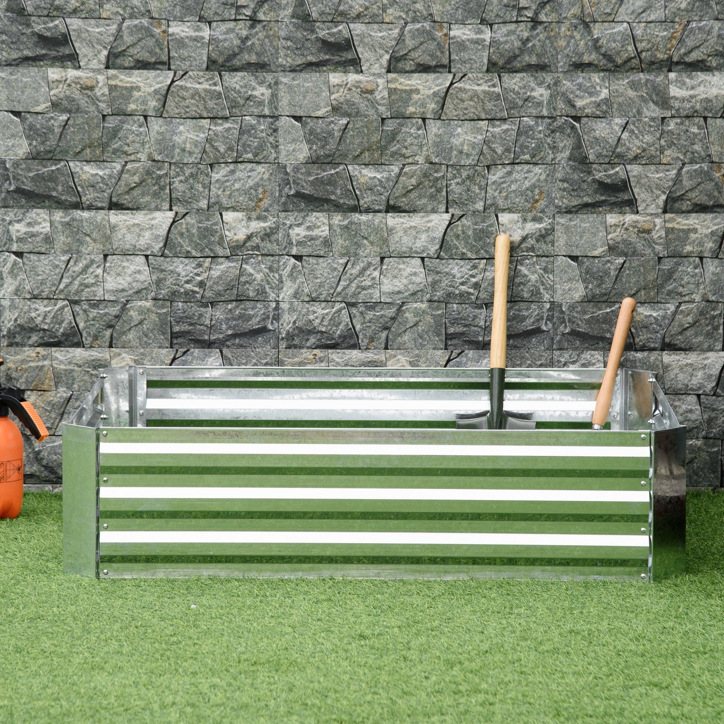 Outsunny Hochbeet aus verzinktem Stahl Gartenbeet Pflanzkasten für Garten Blumenkasten Blumenkübel Silber 120 x 90 x 30 cm