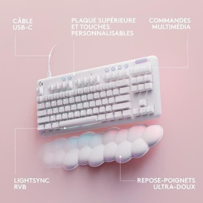 Logitech G - Gaming Keyboard - G713 Wired Mechanical Tactile (GX Brown) with Wrist Rest - White Mist
