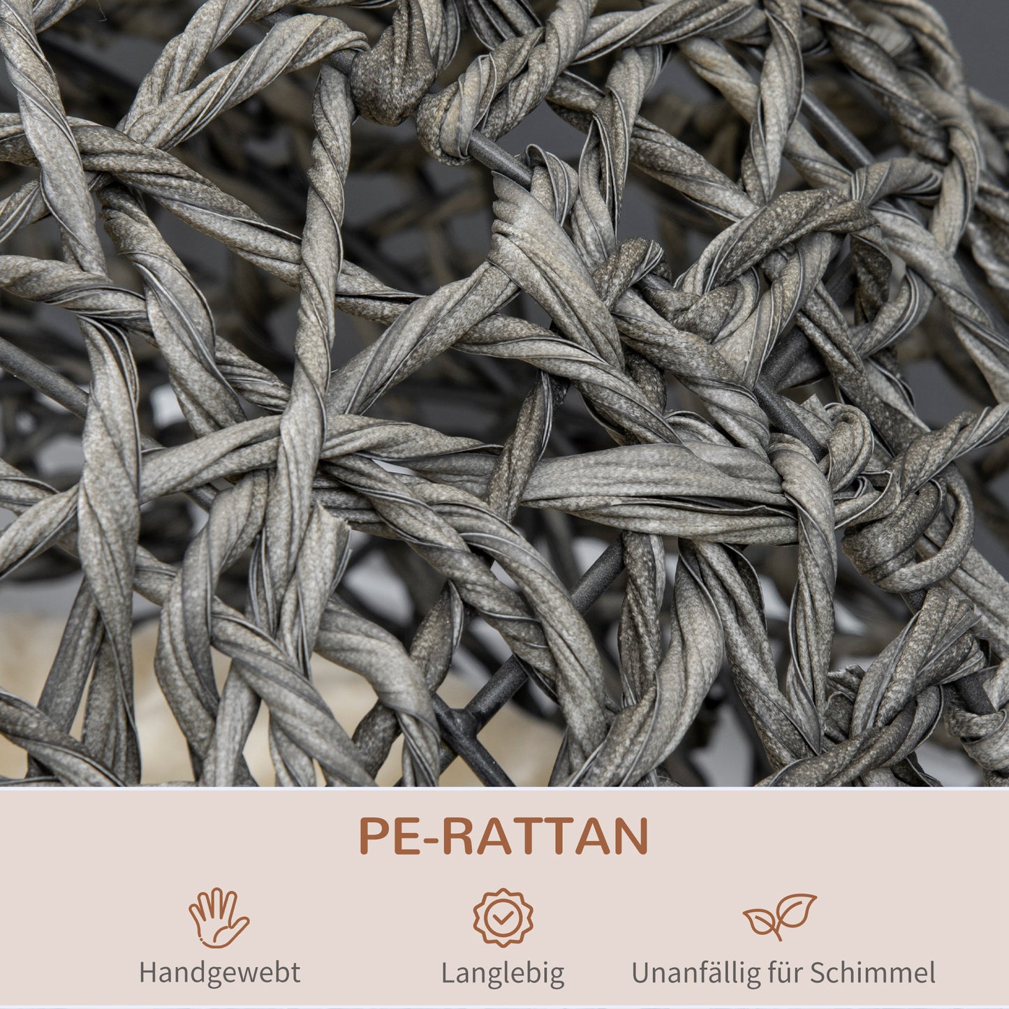 PawHut Katzenhaus från Rattan mit Kissen Katzenschlafplatz Katzenhöhle mit erhöhten Füßen Silbergrau Ø52 x 58 cm