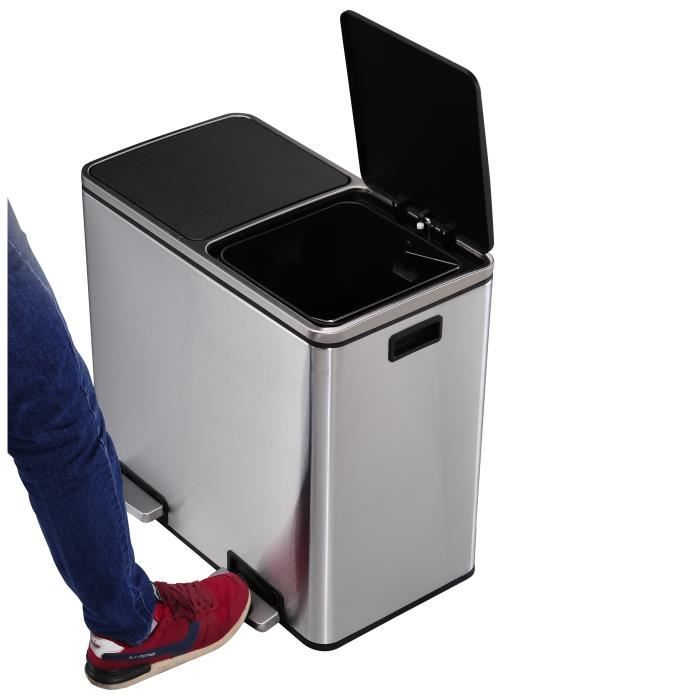 KITCHEN MOVE Kitchen bin with selective sorting pedal - Steel 60L (30 + 30) MAJOR