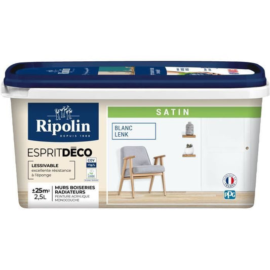 Multi-support decorative spirit paint - RIPOLIN - 446523 - Lenk white - Satin - 2.5 L