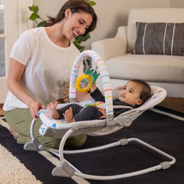 BABY EINSTEIN -DEAN- 3-in-1 evolving baby rocker, Melodies and vibrations, 3 positions, removable toy arch, 0-30 months