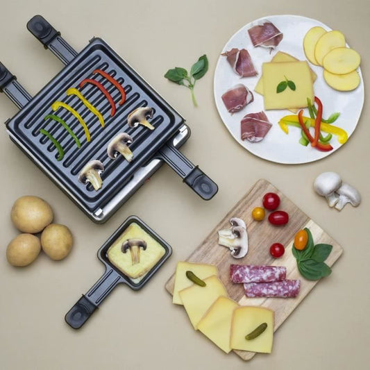 WEASY LUGA40 - Raclette and grill for 4 people - 600W - Non-stick coating - 19,7x19,7cm - Removable plate