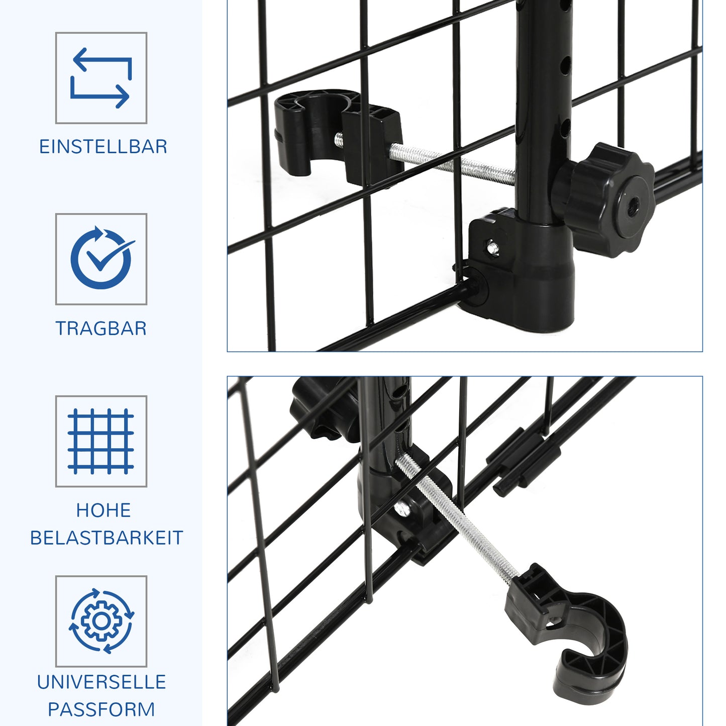 PawHut Hundegitter Auto Universal Autoschutzgitter für Hunde mit Stufenlos Verstellbare Breite, Trenngitter für Kofferraum Hunde Autogitter Hundeschutzgitter Schutzgitter 91-152 x 30 cm