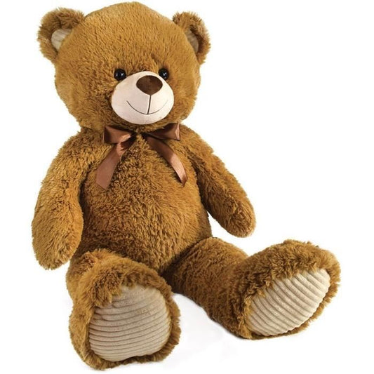 Brown Teddy Bear with Bow +/- 100 cm - PLANET PLUSH - Magnificent 1 meter bear in soft plush.
