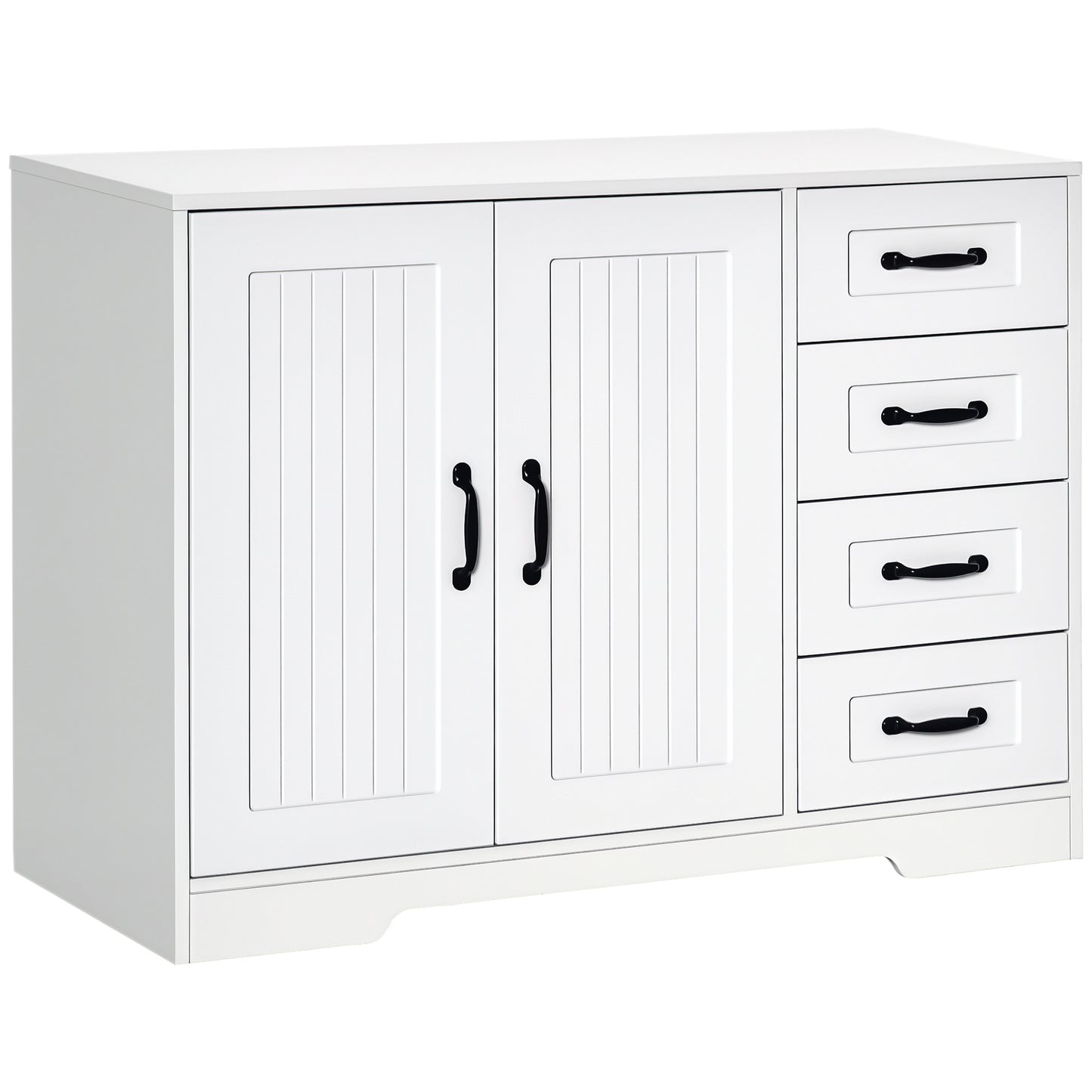 HOMCOM Sideboard Kommode Anrichte, Modernstil, 4 Schubladen, 1 Schrank, 105 cm x 40 cm x 76 cm, Weiß