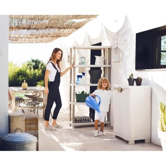 SPACESAVER 90 PLASTIKEN 2-door low cabinet with shelves - l 90 xd 45 xh 100 cm - Space SAVER range - Indoor and Outdoor