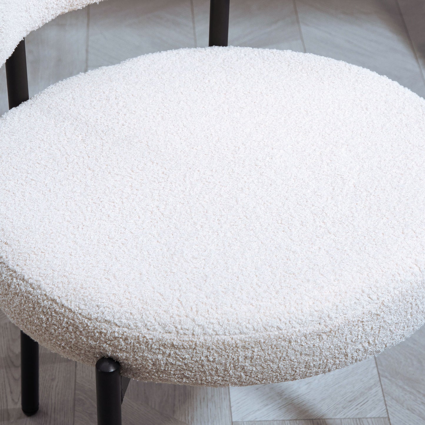 HOMCOM 2er-Set Esszimmerstühle, Fleece-Polsterung, Stühle mit Polstersitz, Metallbeine, Cremeweiß