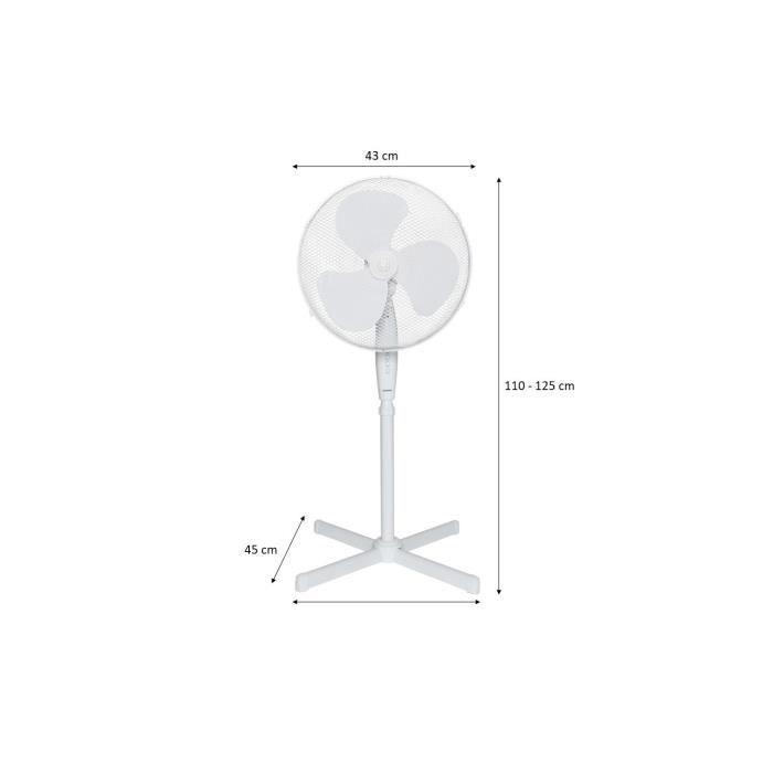 OCEANIC pedestal fan - 45W - Diameter 40 cm - Adjustable height - Oscillation - White