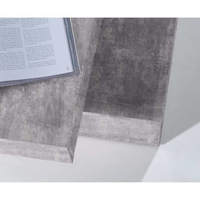 Pivoting square coffee table - Particle panel - Light gray concrete decor - Classic - L 78 x D 78 x H 35.4 cm - Coffee