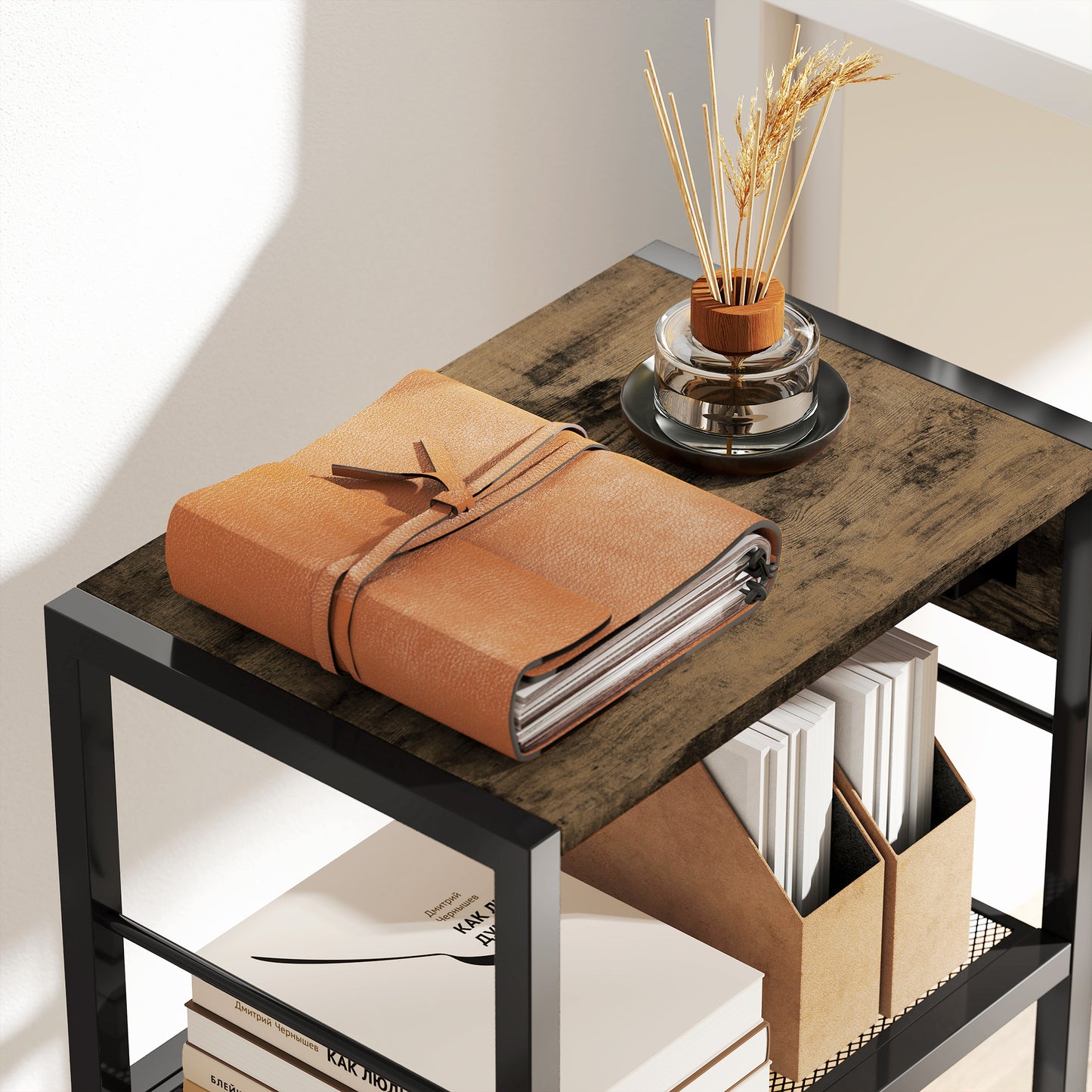 HOMCOM Druckerständer Druckeregal mit Rollen, Steckdosen, USB- und USB-C-Anschlüsse bis 40 kg Rustikalbraun