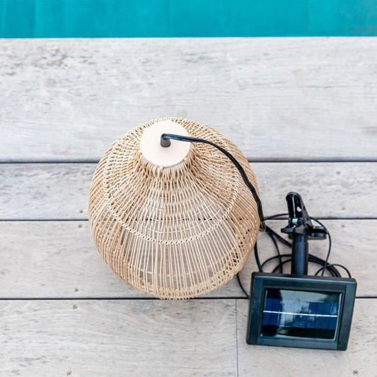 Solar suspension - LUMISKY - HOLIDAY - H42 cm - Natural bohemian style woven basketwork - warm white LED