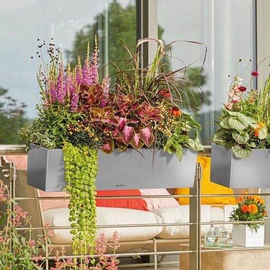 LECHUZA Balconera Steel 80 flower pot, satin pearl grey