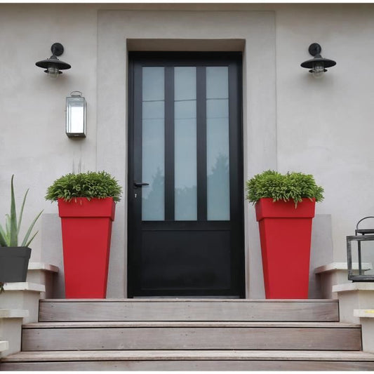 EDA Tuscan Square Top Flower Pot - 39 x 39 x H 65 cm - 62 L - Ruby Red