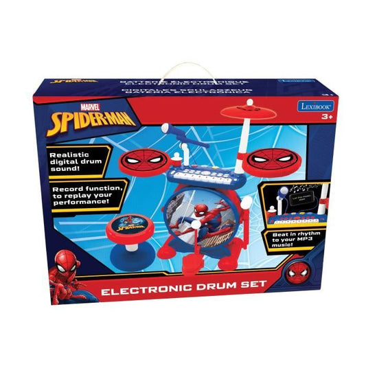 SPIDER-MAN Complete Electronic Light Drum Kit with keyboard, cymbals and stool - LEXIBOOK