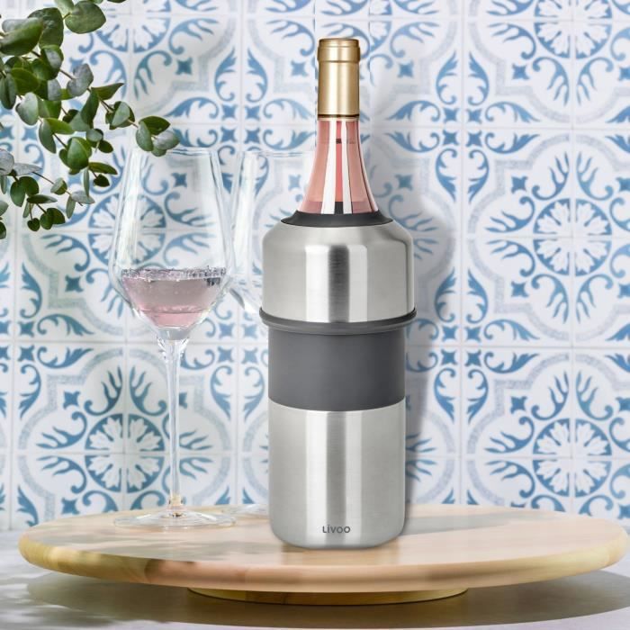 Bottle cooler - Livoo - GS158 - Stainless steel - Silicone - 11.5 cm diameter