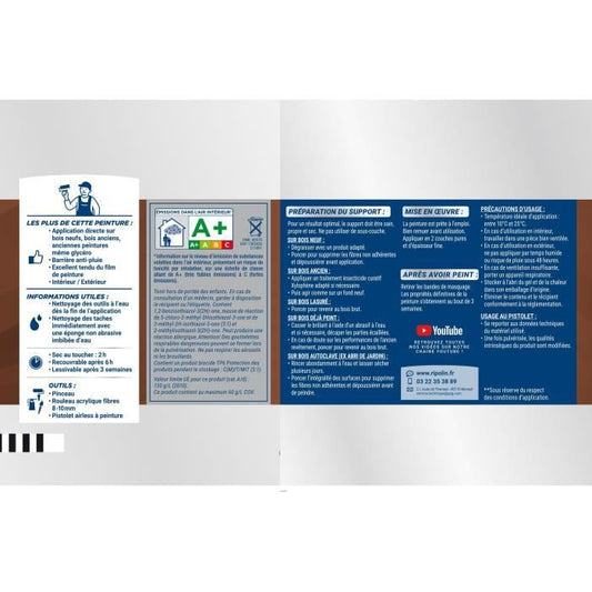 Wood Paint - Interior/Exterior - RIPOLIN - Ultra-covering - Weather, UV, Shock Resistant - Satin - Slate Grey -