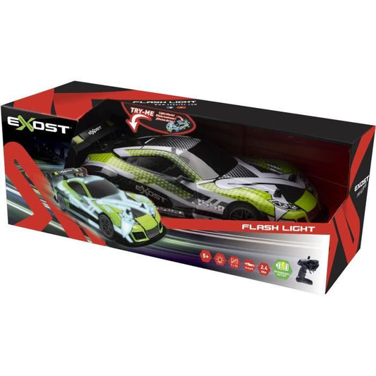 Remote Control Car - EXOST - Flash Light 1:14 - 15 km/h - 31 -5 cm - green - from 5 years old