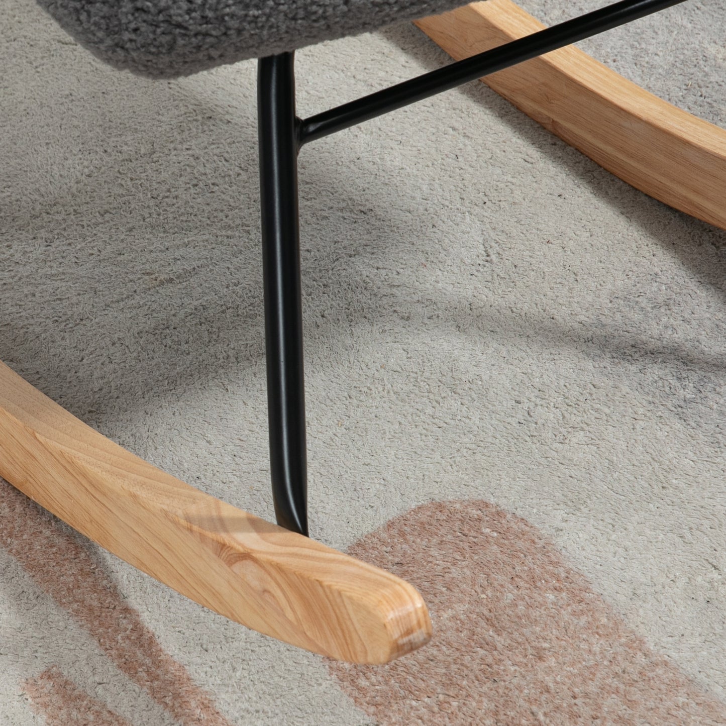 HOMCOM Schaukelstuhl im Retro-Design, Massivholz, Sessel, Relaxsessel, 98 cm x 71 cm x 101 cm, Dunkelgrau