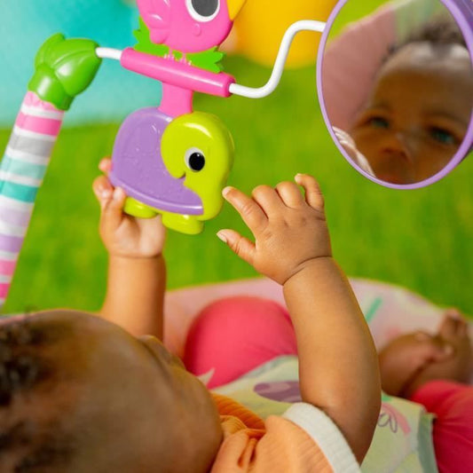 BRIGHT STARTS Baby bouncer Animals - pink, Soothing vibrations, Activity arch with interactive toys