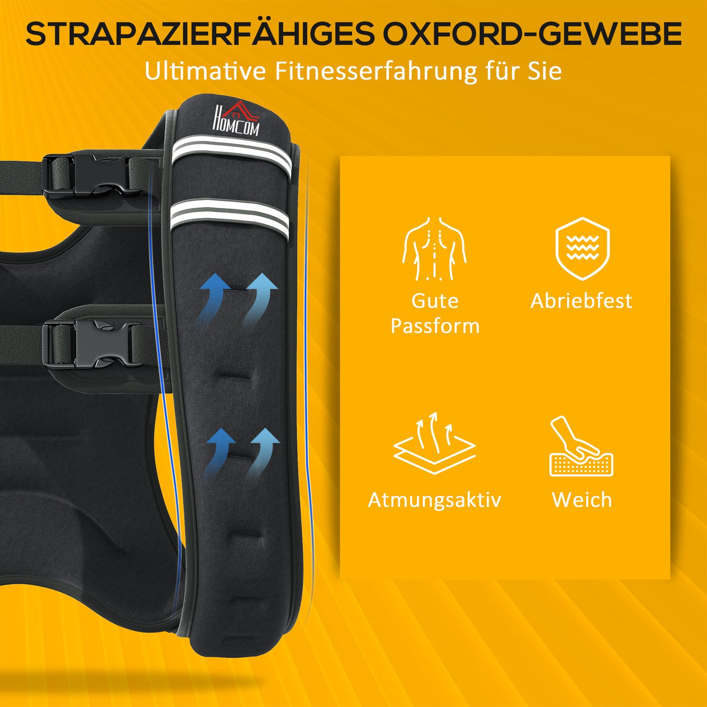 HOMCOM Gewichtsweste 5 KG / 8 KG / 10 KG verstellbare Trainingsweste mit herausnehmenbar Gewichten Laufweste Damen Herren für Muskelaufbau Krafttraining, Laufen, Fitness, Cross Training