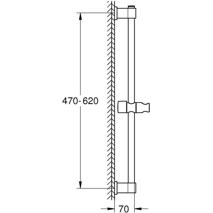Shower bar - GROHE Vitalio Universal 27724001 - 60cm - Ø 22 mm - Adjustable upper fixing - To glue or screw - Chrome