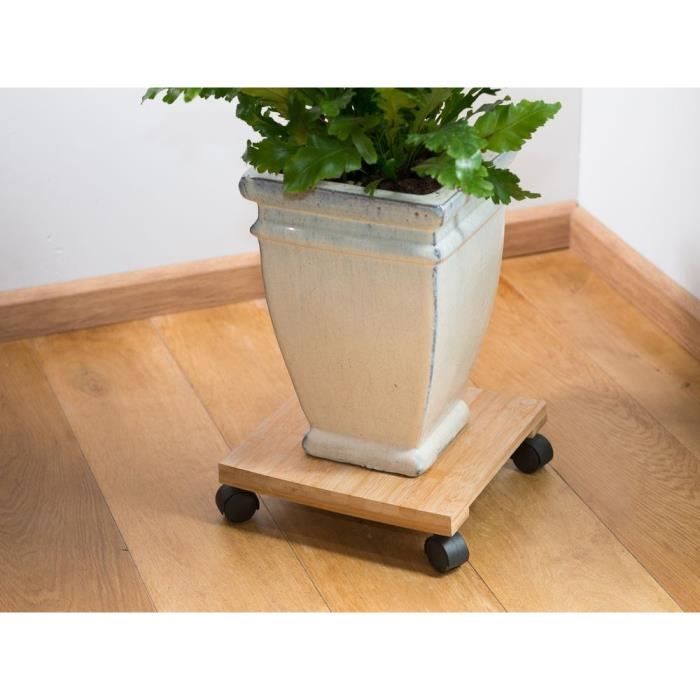 NATURE Roller table for plants - Bamboo composite - H8 x 30 x 30 cm