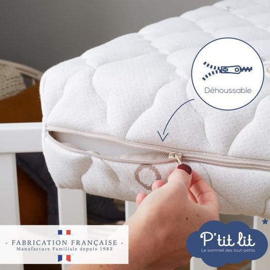 Organic Cotton Baby Mattress - 60x120x10 cm - 100% Cotton - Removable cover - No chemical treatment