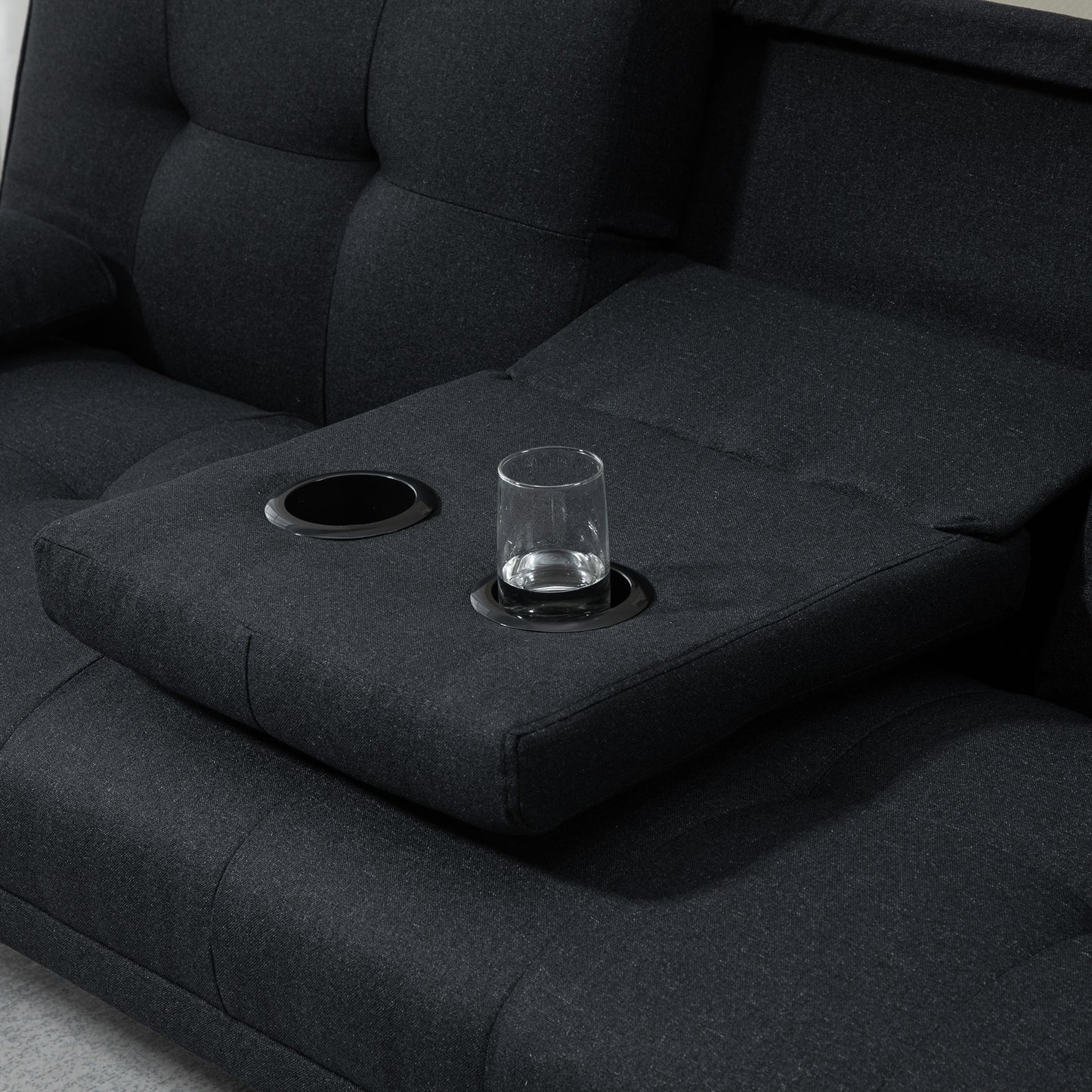 HOMCOM Schlafsofa, Gästebett, verstellbare Rückenlehne, klappbarer Tisch, 181x77x78 cm, Schwarz