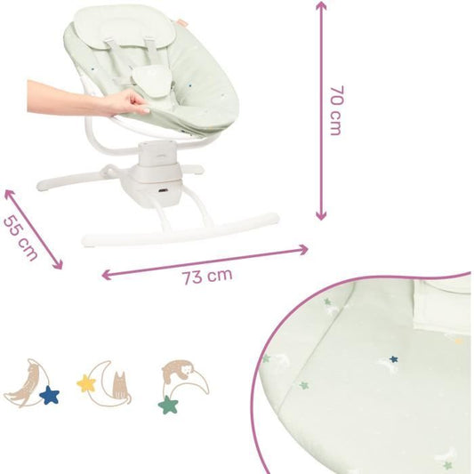 BADABULLE Side swing, ultra comfort, adjustable and removable play arch, lichen / water green