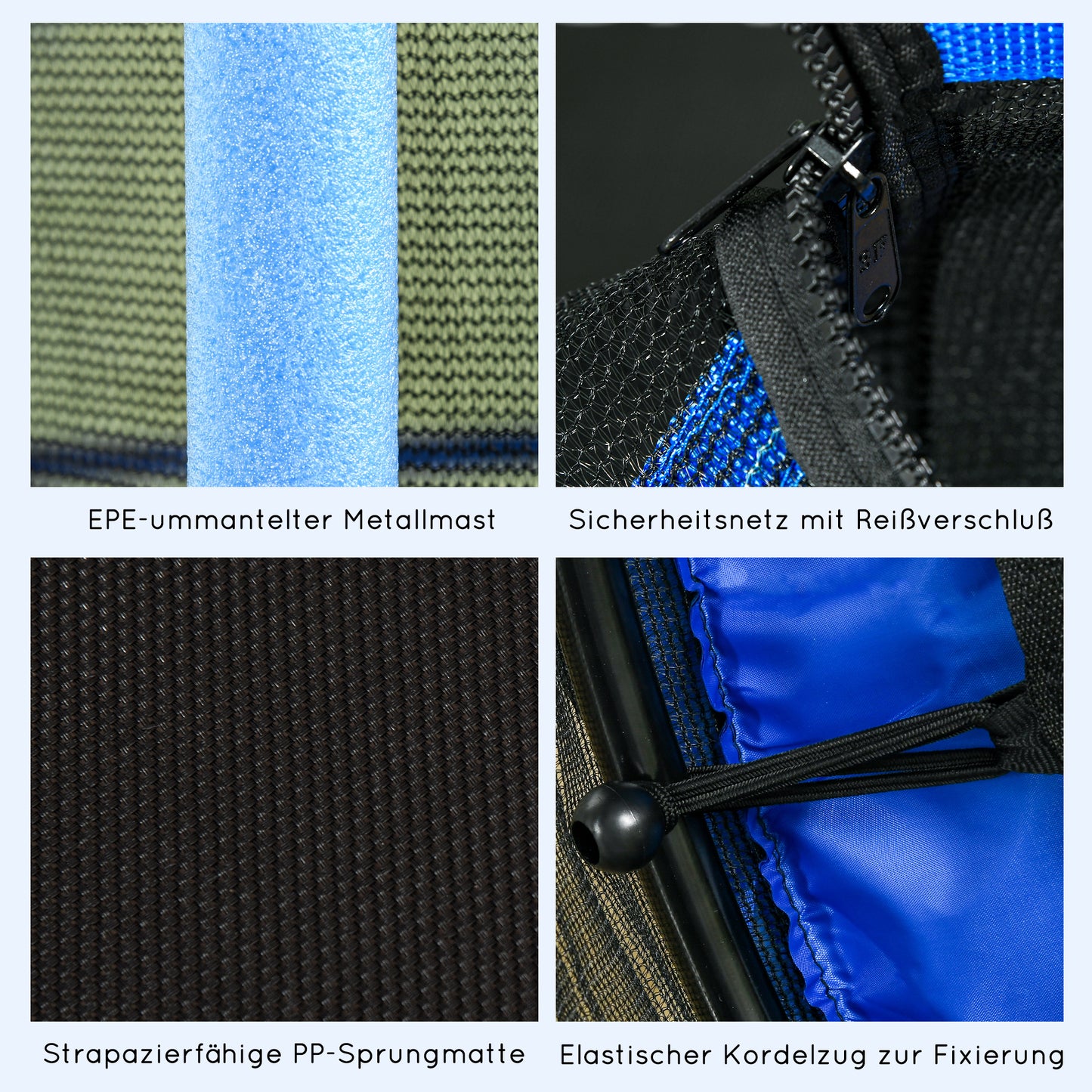 HOMCOM Trampolin für Kinder, Ø163 cm, mit Sicherheitsnetz, In- und Outdoor, Belastung bis 50 kg, Stahl, Kunststoff, Blau