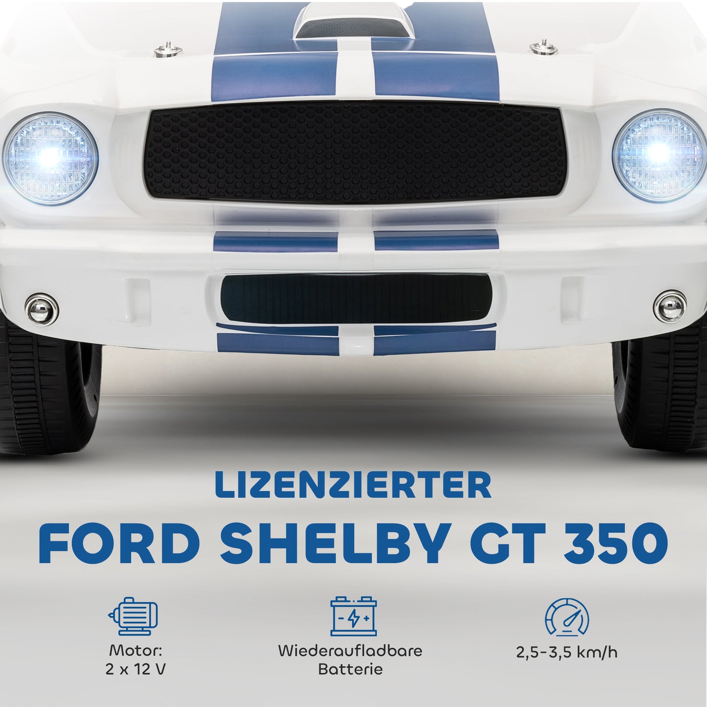 AIYAPLAY Kinder Elektroauto 12V Kinderauto mit 2,4 GHz Fernbedienung, 2 Motor Hupe, LED, Musik Weiß
