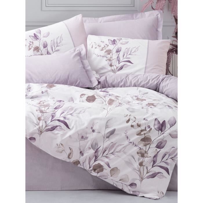 Bedding set - 1 duvet cover 220 x 240 cm + 2 pillowcases 60 x 60 cm - 100% cotton - Lilac