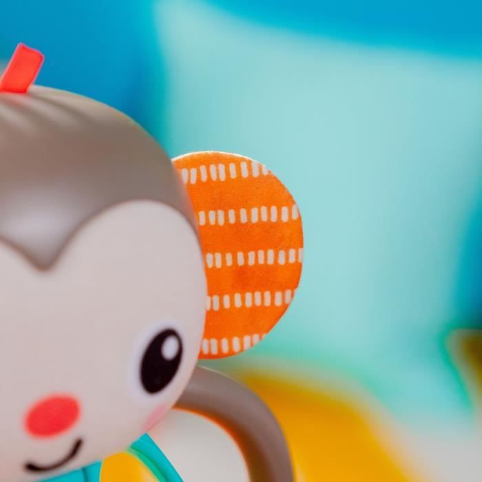 Grab - BRIGHT STARTS - Giggle Monkey - Light-up Musical Rattle Toy - With Easy-Grab Oball - 6 Months and Up - Unisex