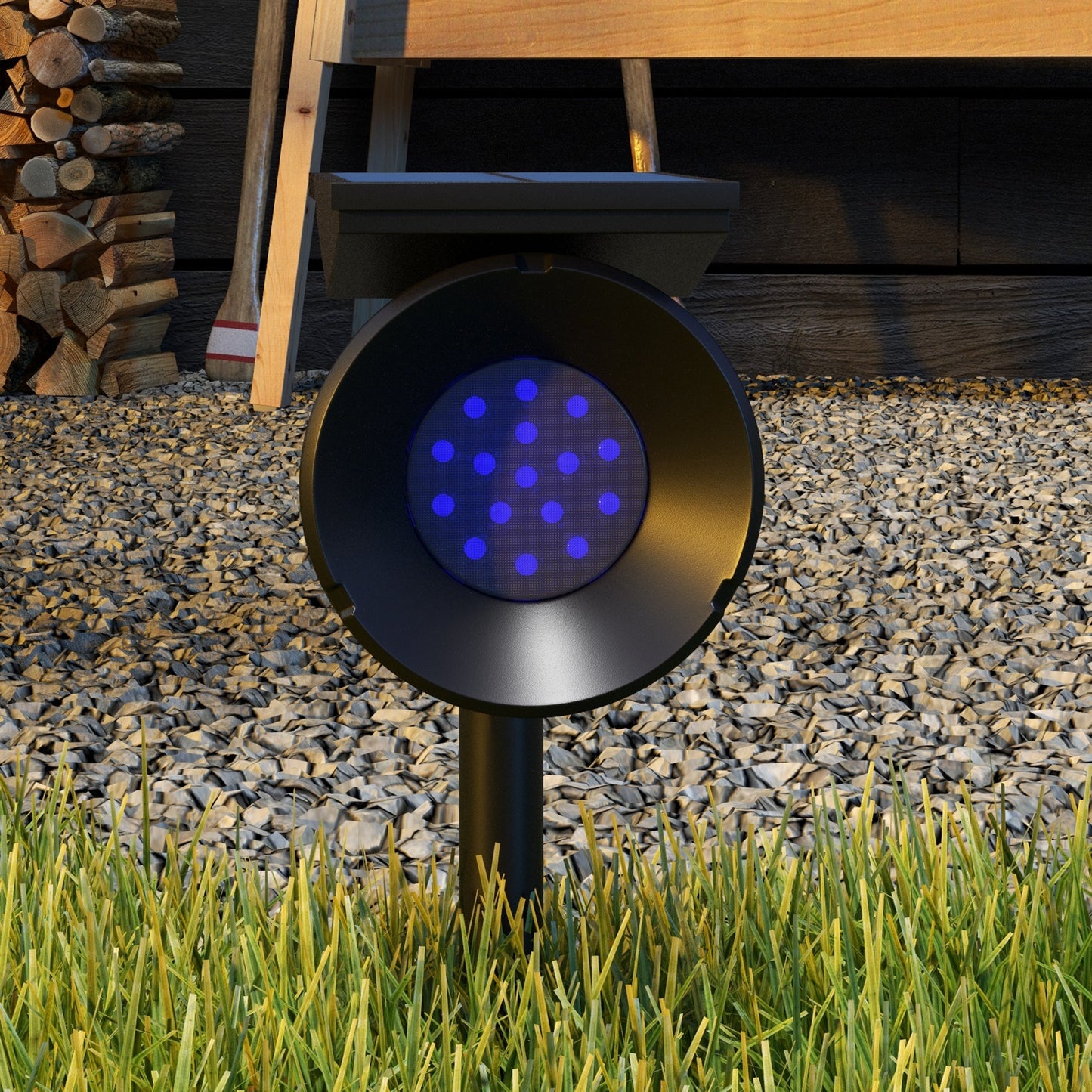 Outsunny Solarleuchten, 2 Stück Solarlampen, Solar Gartenleuchte mit 2 Lichtfarben, Boden-/Wandmontage, IP54 Wasserdicht für Balkon, Terrasse, Schwarz