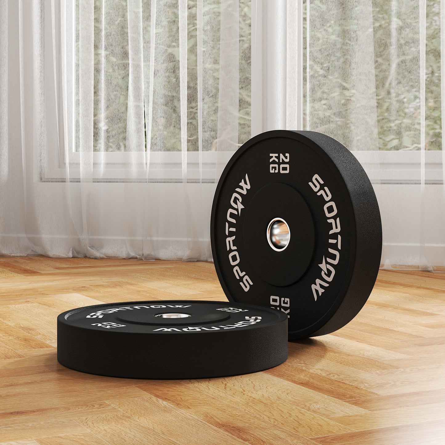SPORTNOW Hantelscheiben-Set, 2 x 20 kg, olympischer Standard, Gummi, geräuscharm, Schwarz