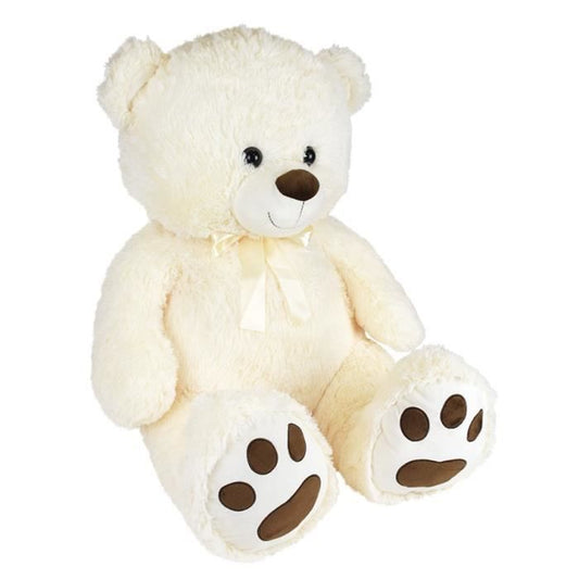Cream Teddy Bear with Bow +/- 100 cm - PLANET PLUSH - Large 1 meter cream bear, irresistibly soft.