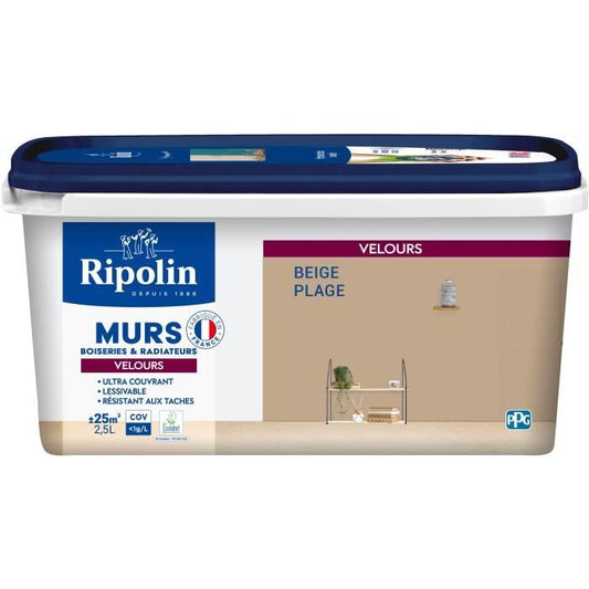 Decorative paint for walls, woodwork & radiators - RIPOLIN - 468428 - Beach beige - Velvet - 2.5 L