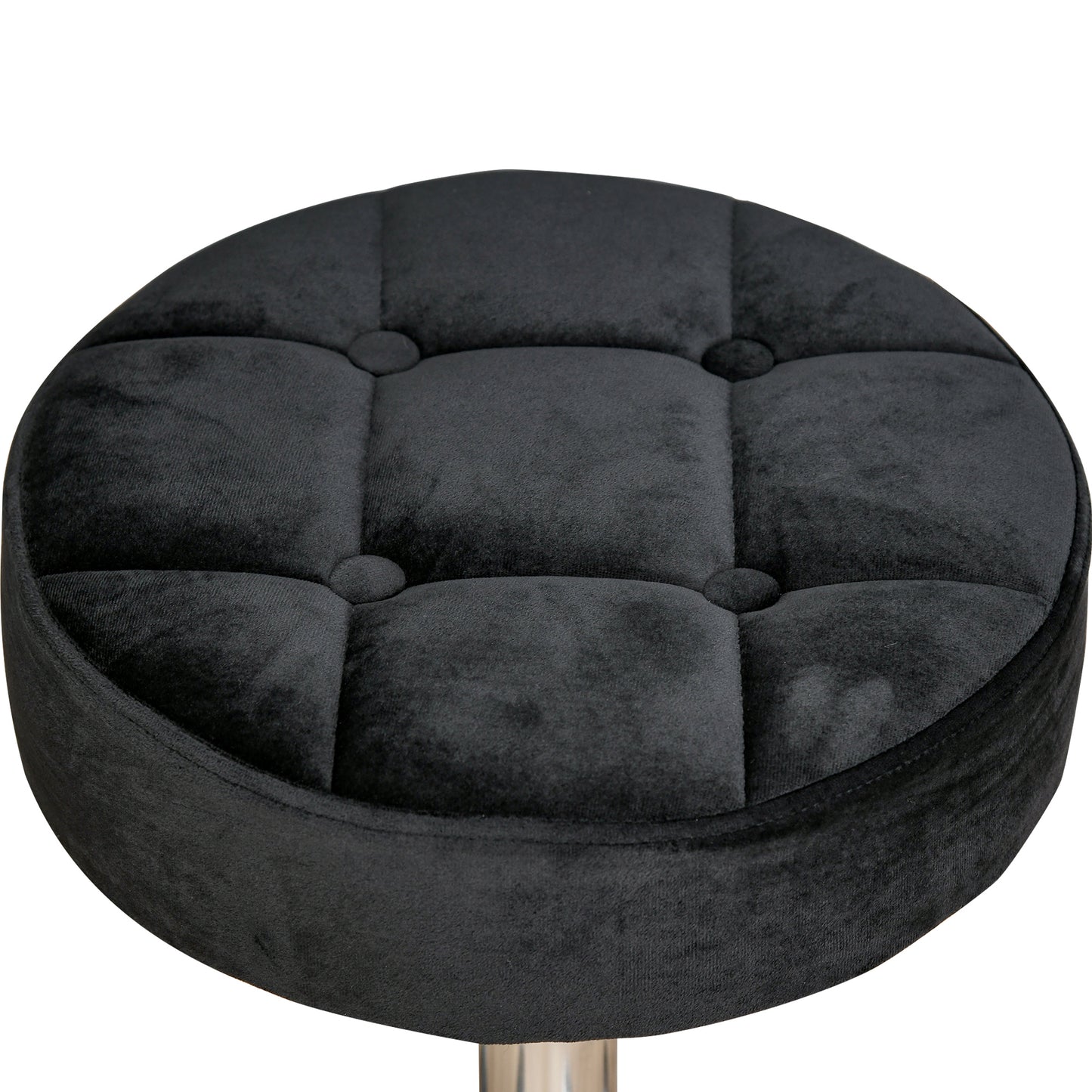 HOMCOM Salonhocker, höhenverstellbar, Bezug in Samtoptik, Ø35 x 49-61 cm, Schwarz