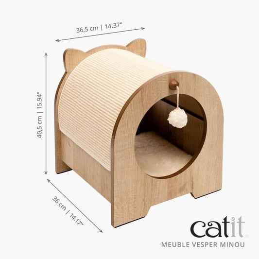 VESPER Claw cabinet Minou - 36 x 36,5 x 40,5 cm - Light brown - For cat