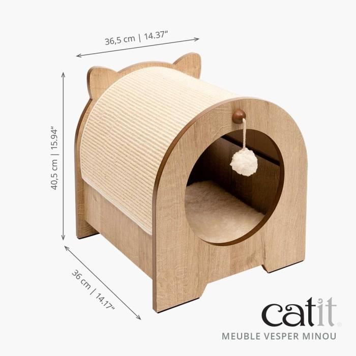VESPER Claw cabinet Minou - 36 x 36,5 x 40,5 cm - Light brown - For cat