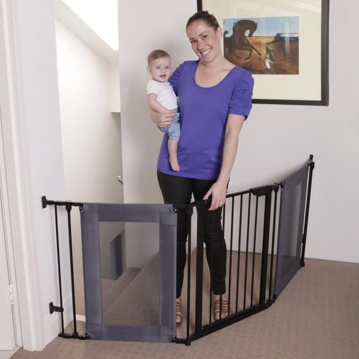 Safety barrier - DREAMBABY - DENVER - 3 panels - 85.5-200 x 74 cm - Bidirectional - Black