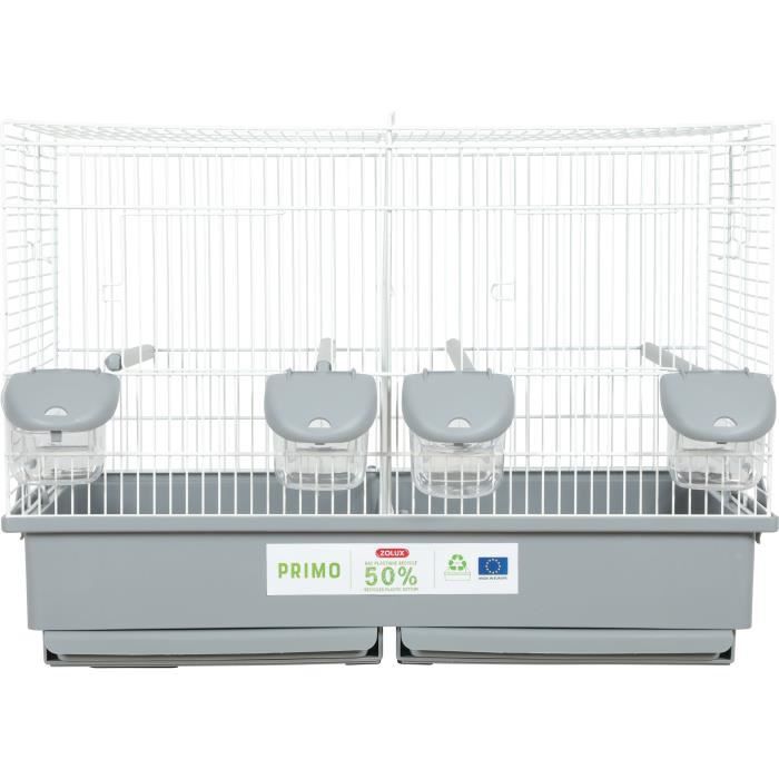 Zolux Primo Cati Bird Breeding Cage - For Mandarin Canaries - 57 x 34.5 x 41 cm - White and Grey
