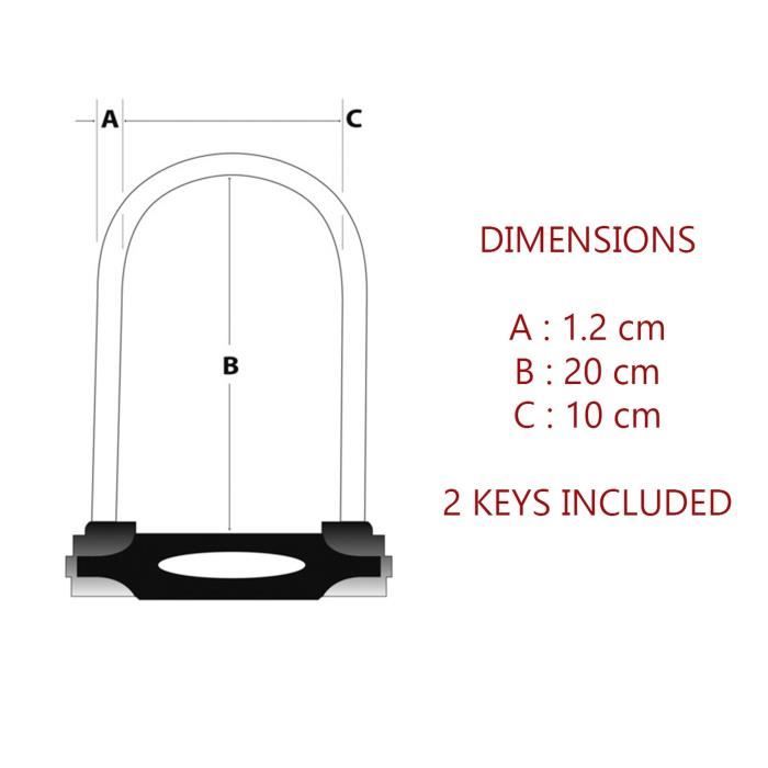 Antitheft U 2 flat keys Masterlock H.180mm Ø12mm