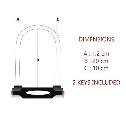 Antitheft U 2 flat keys Masterlock H.180mm Ø12mm