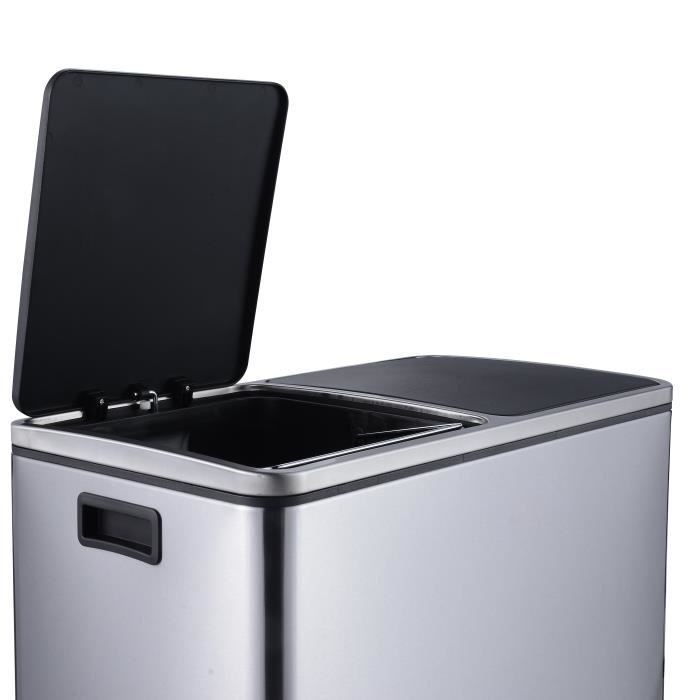 KITCHEN MOVE Kitchen bin with selective sorting pedal - Steel 60L (30 + 30) MAJOR