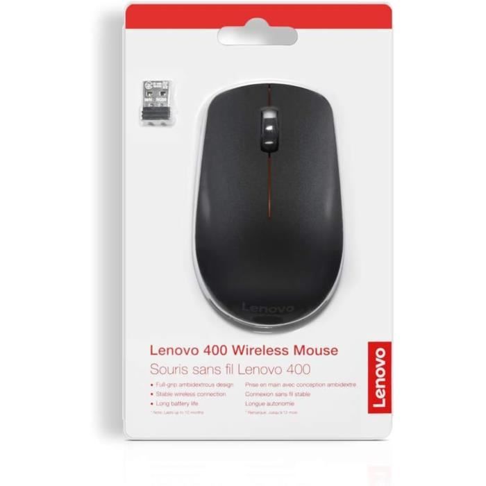 Wireless Mouse - LENOVO - 400 - 1200 DPI - Black