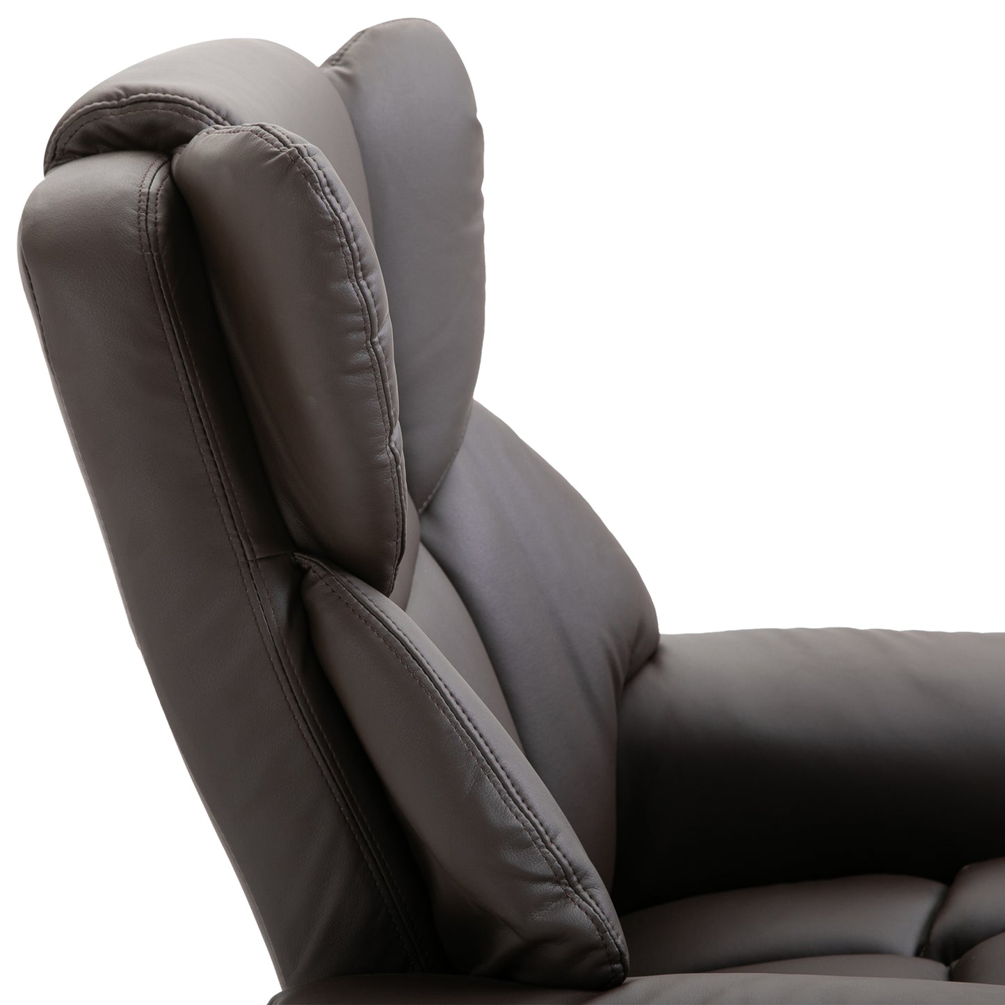 HOMCOM Relaxsessel mit Hocker, 360°drehbarer Fernsehsessel mit Massage, Liegefunktion, Massagesessel mit Seitentasche, Liegesessel, Kunstleder für Wohnzimmer Braun