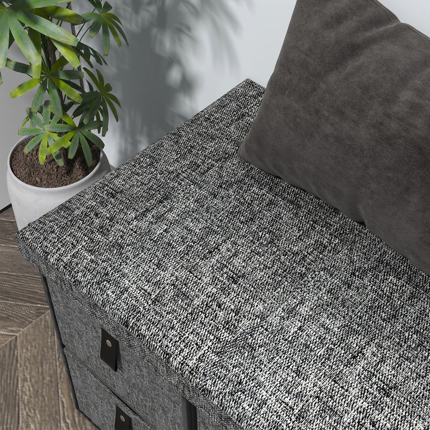 HOMCOM Gepolsterte Schuhbank, 6 Schuhfächer, MDF-Rahmen, Leinenoptik, Grau