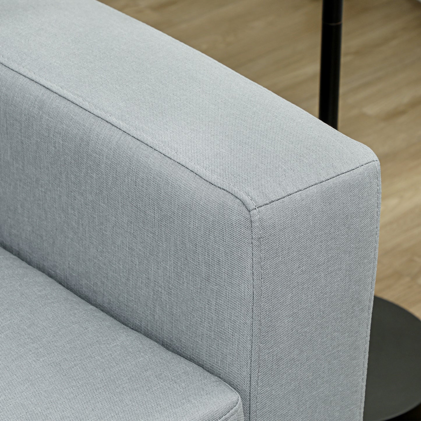 HOMCOM 3-Sitzer-Sofa, Couch mit Vollholzrahmen, Metallbeine, schlichtes Design, Hellgrau